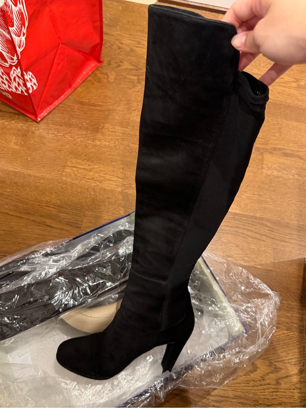 Stuart Weitzman Black Over-The-Knee Block Heel Boots